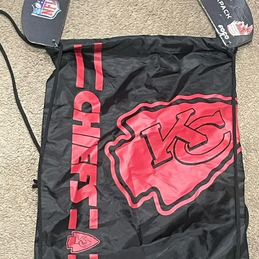 Kansas City Chiefs Black and Red Drawstring Gym Bag for Football fans